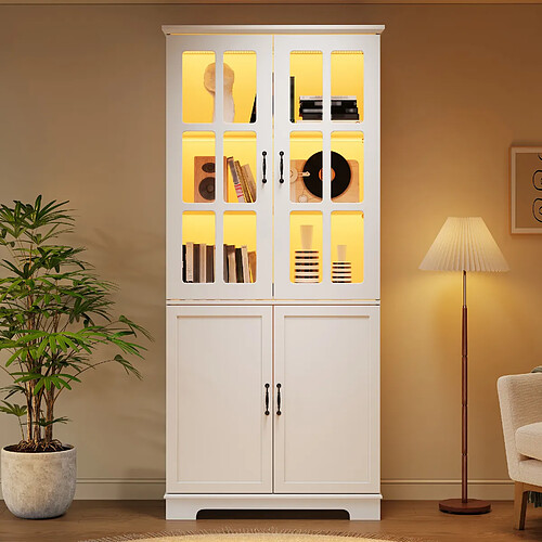 allomn Armoire haute 80x38x180 cm - vitrine - blanc