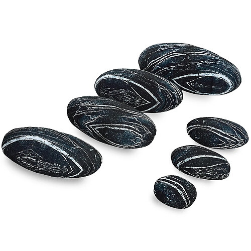 Lot 7 housses traversin polyester marbré noir, zip invisible