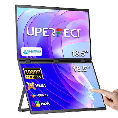 UPERFECT Extension d'écran portable double moniteur 18,5" 100 Hz 1080p