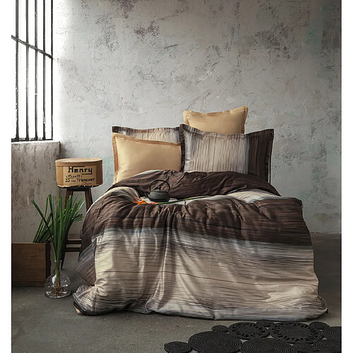 BLANC AVENUE Parure housse de couette 240x220 cm satin de coton imprimé