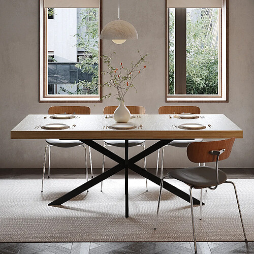 Onever Table à manger extensible 140-180x80x76 cm - MDF naturel