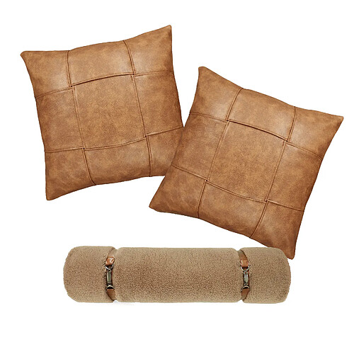 Lot de 3 taies d'oreiller velours côtelé marron 45 x 45 cm - VERCART