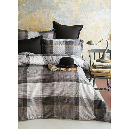 BLANC AVENUE Parure housse de couette 240x220 cm satin de coton imprimé