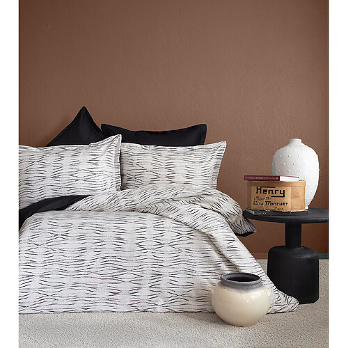 BLANC AVENUE Housse de couette + taies oreiller satin de coton "Galaxy"