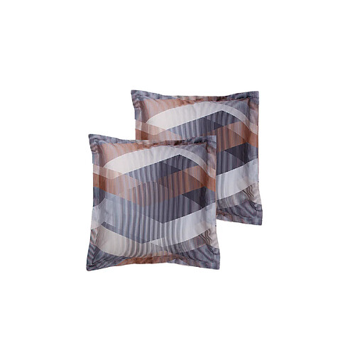 BLANC AVENUE Lot de 2 Taies d'oreiller satin de coton imprimé Helix Brown