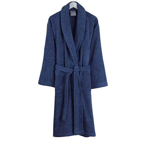 BLANC AVENUE Peignoir homme 100% coton bleu marine