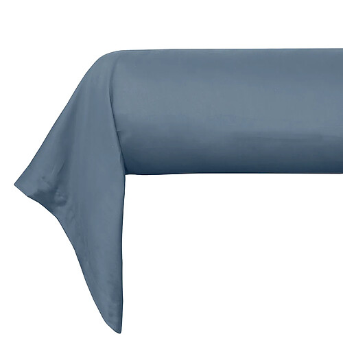 BLANC AVENUE Taie de traversin satin de coton bleu