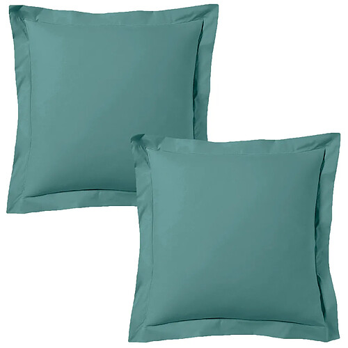 BLANC AVENUE Lot de 2 taies d'oreiller satin de coton céladon
