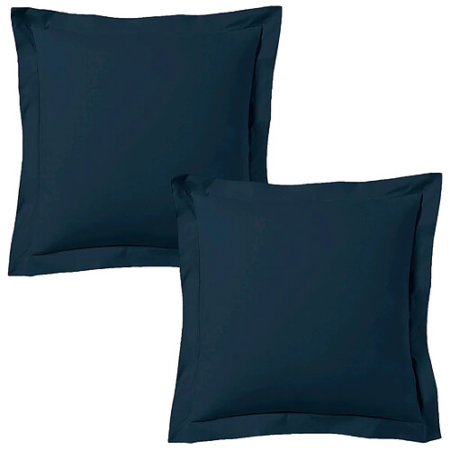 BLANC AVENUE Lot de 2 taies d'oreiller satin de coton bleu