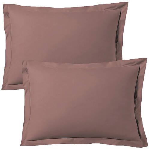 BLANC AVENUE Lot de 2 taies d'oreiller satin de coton rose