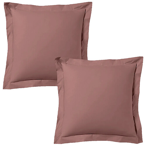 BLANC AVENUE Lot de 2 taies d'oreiller satin de coton rose