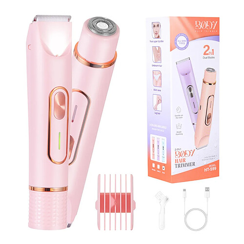 INF Rasoir électrique 2-en-1 double tête & Tondeuse bikini pour femmes - Portable & Rechargeab
