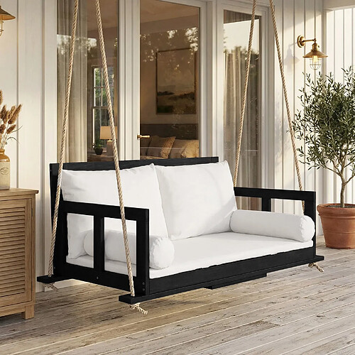 Onever Balançoire suspendue 2 places 136x63x65 cm - coussins lavables - noir