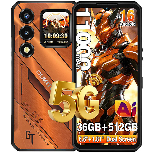 OUKITEL WP66 Téléphone portable 6.58"+1.81" Double écran 5G 36Go+256Go
