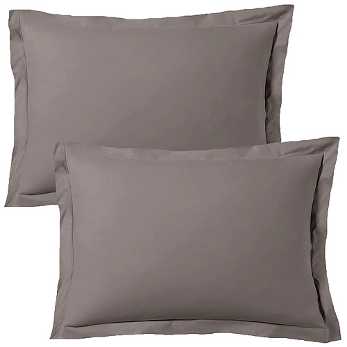 BLANC AVENUE Lot de 2 taies d'oreiller satin de coton gris