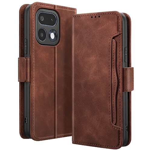 Avizar Étui Portefeuille pour Realme 16 Pro avec Support et Porte-Carte Amovible Marron