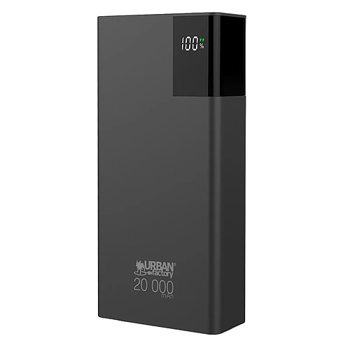 URBAN FACTORY Powerbank 20000mAh Modèle Bigee avec ports USB-A / USB-C Compacte Noir