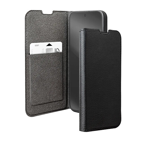 BigBen Connected Étui Folio Wallet pour Xiaomi 15T Effet Saffiano avec Fonction Stand Noir