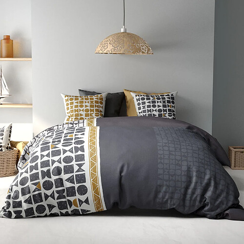 Housse De Rêve Housse de couette réversible 220x240 cm + taies d'oreiller, coton 57 fils, Union