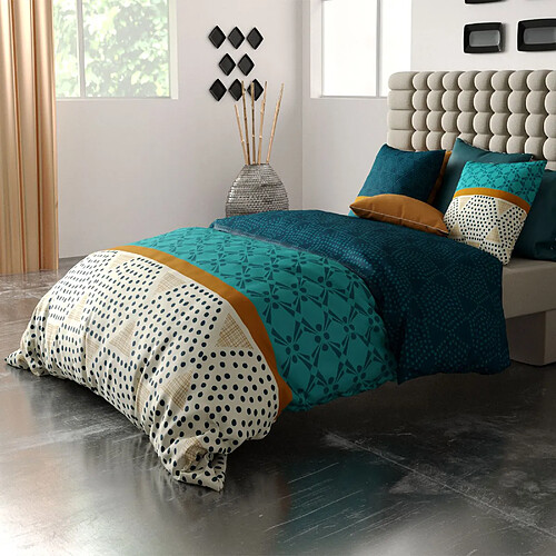 Housse De Rêve Parure de lit 220x240 cm coton 57 fils - 3 pièces Ada