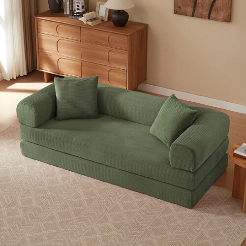 modfu Canapé convertible modulable 2 places, en velours, vert