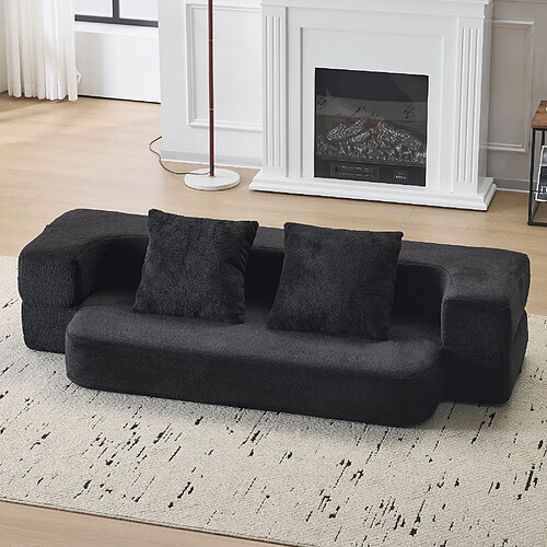 modfu Canapé convertible 2 places, en tissu, noir