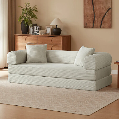 modfu Canapé convertible modulable 2 places, en velours, beige