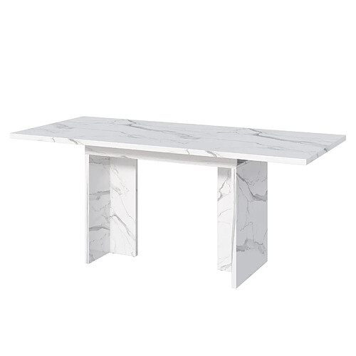 DZMDIP Table à manger extensible effet marbre blanc 140-180 cm 6-8 personnes modernes