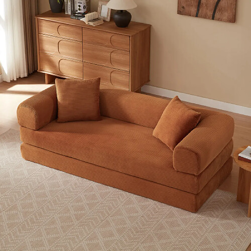 modfu Canapé convertible modulable 2 places en velours orange