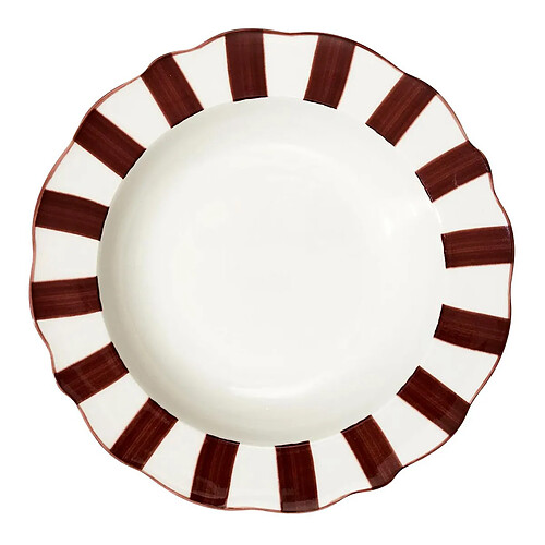 Paris Prix Lot de 6 Assiettes Creuses Cleo 20cm Bordeaux & Blanc