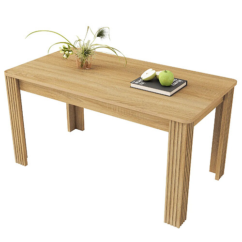 DZMDIP Table à manger effet chêne moderne avec pieds robustes pour salle à manger