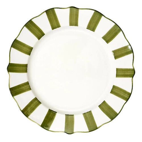 Paris Prix Lot de 6 Assiettes Plates Cleo 27cm Vert & Blanc