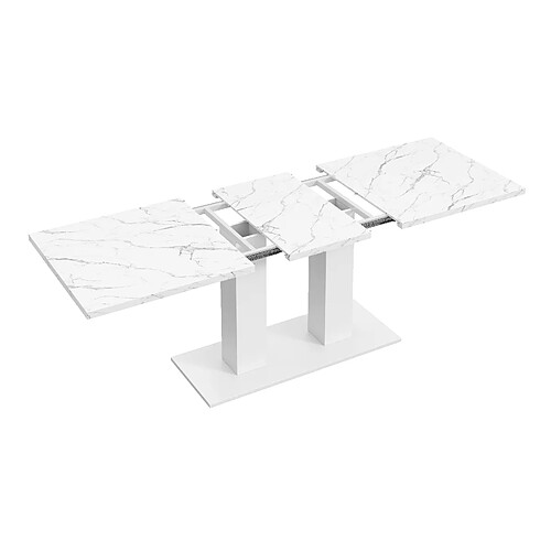 DZMDIP Table à manger extensible bois naturel 140-180 cm plateau épais 30 mm 6-8 personnes,blanc