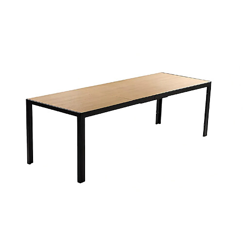 Concept Usine Table de jardin 190cm 8 personnes avec plateau en verre trempé effet bois BRISBANE