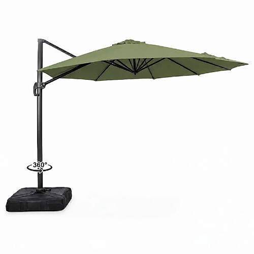 Concept Usine Parasol octogonal 350cm déporté vert en aluminium CASTILLO