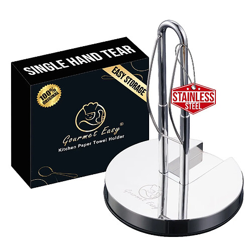 Gourmet Easy Porte-essuie-tout inox antidérapant, pliable, découpe une main