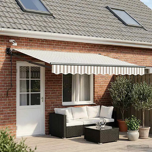 vidaXL Auvent rétractable électrique Gris clair et blanc