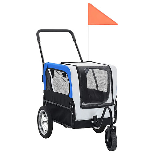 vidaXL Remorque de vélo pour chiens et poussette 2-en-1 gris et bleu