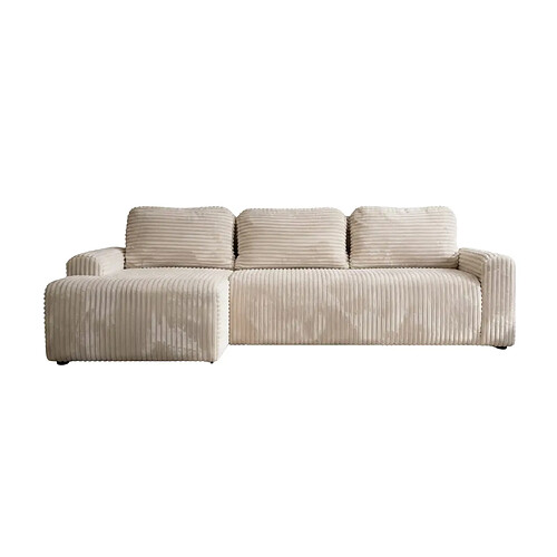 Casanova Canapé d'angle gros velours côtelé 4 places Droit Beige