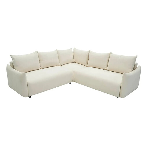 Casanova Canapé panoramique convertible tissu doux 5 places Beige