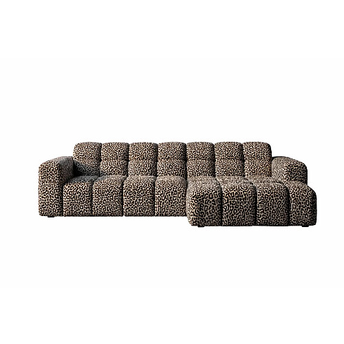 Casanova Canapé d'angle tissu imprimé animalier 4 places Droit Café