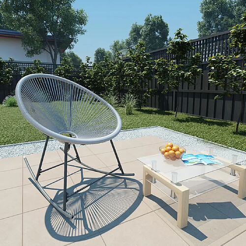 vidaXL Chaise à bascule d'extérieur forme de lune Gris Résine tressée