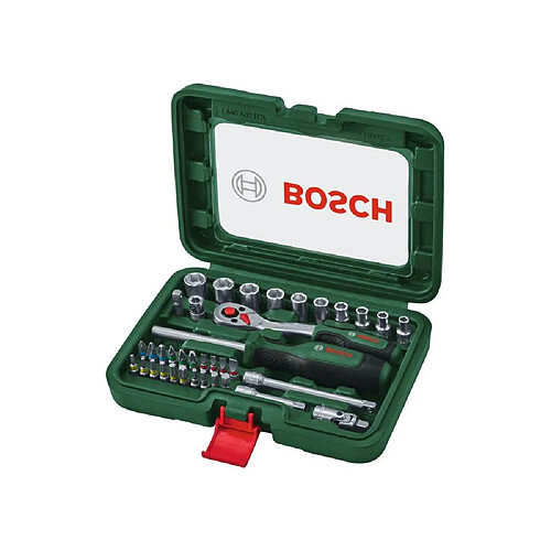 Bosch Coffret douilles cliquet 1/4" 37 pièces - 72 dents - Jusqu’à 93 Nm