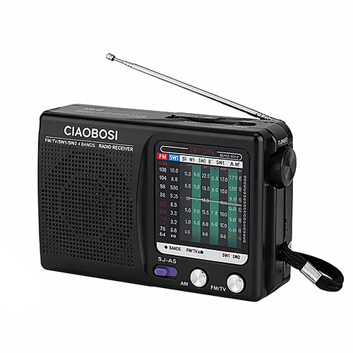 Avizar Radio Portable AM/FM Analogique Compacte à Piles avec Antenne Télescopique Noir