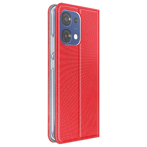 Avizar Étui pour Oppo A6 Pro Texturé Strié avec Fonction Support et Porte-cartes Rouge