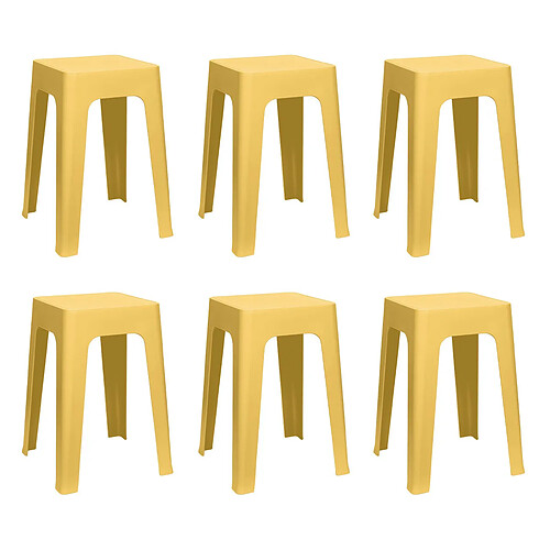 The Home Deco Factory Lot de 6 Tabourets Empilables Spectra 47cm Jaune