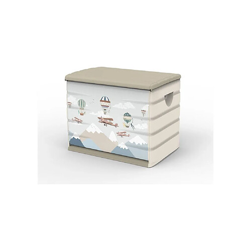 PLASTIKEN Coffre de rangement 260 L - Couvercle verrouillable - Beige anthracite
