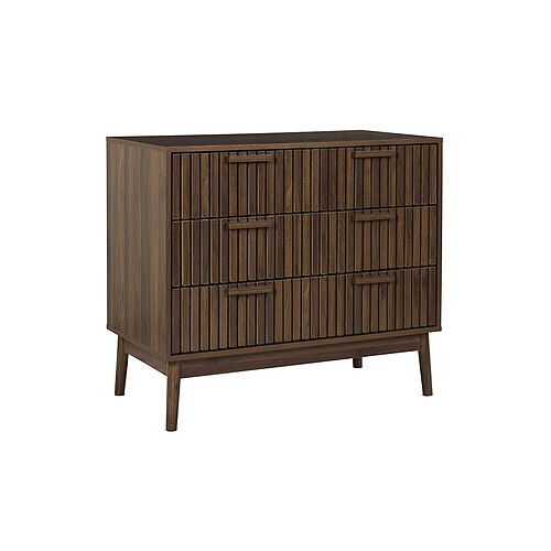 The Home Deco Factory Commode 3 Tiroirs Klaus 90cm Marron Foncé