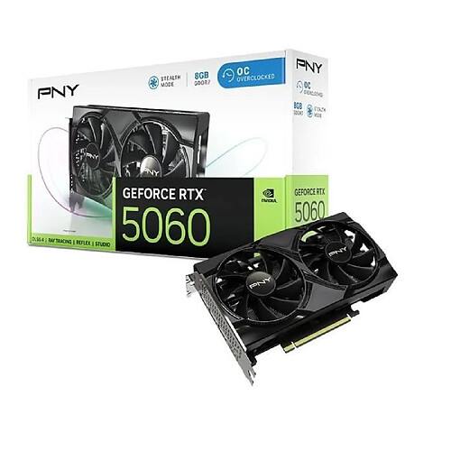 PNY - Carte Graphique - GEFORCE RTX? 5060 - 8GB - Overclocked - Dual Fan - DLSS 4