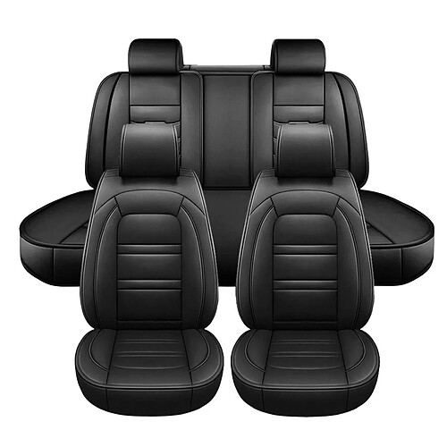 Avizar Housses en Cuir pour Sièges Auto Avant Doubles et Banquette Arrière Noir